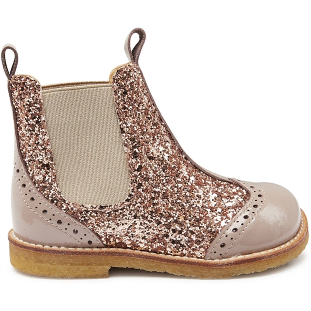 Angulus Chelsea Stövlar Med Glitter Dusty Almond/Maple Glitter/Elastic 2