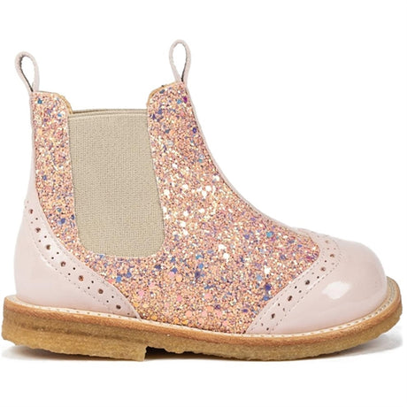 Angulus Chelsea Stövlar Pale Rose/Rose Glitter/Beige Elastic 2