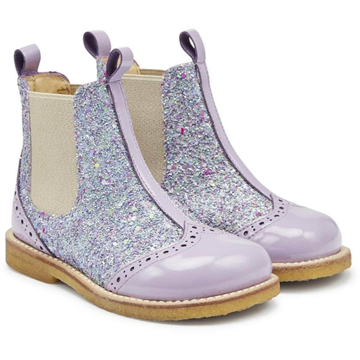 Angulus Chelsea Stövlar Lilac/Congetti Glitter/Beige Elastic