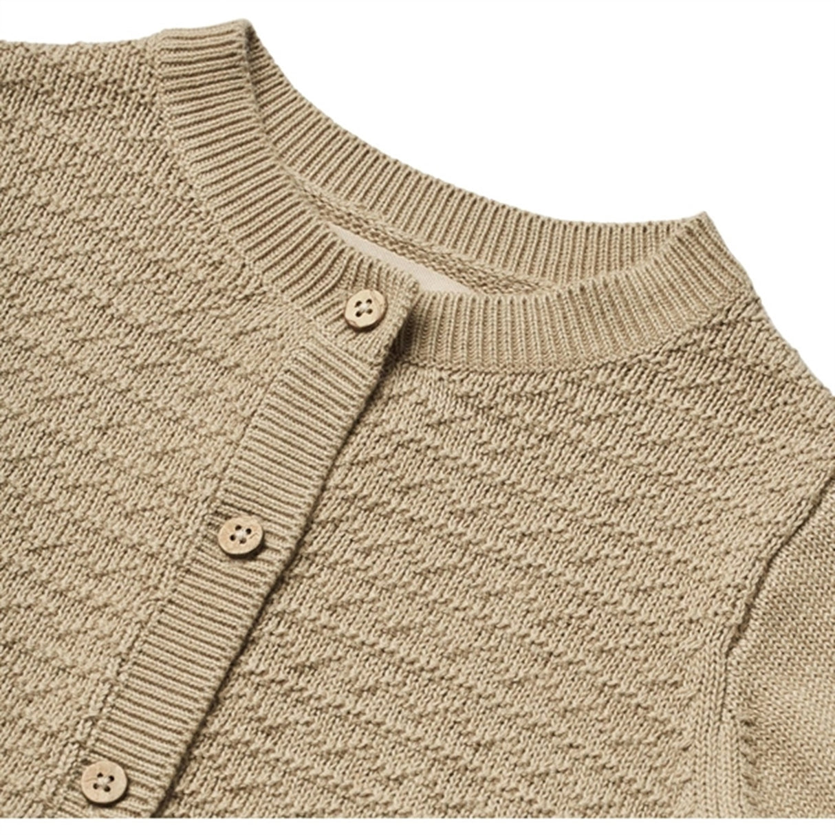 Wheat Grey Sand Stickat Cardigan Björn 3