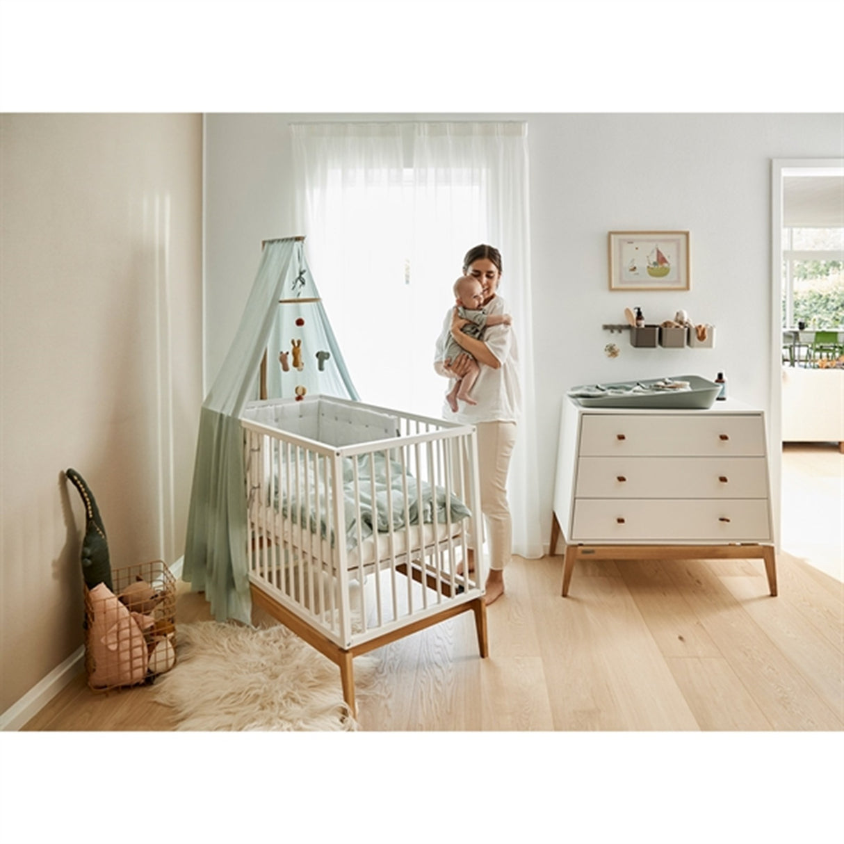 Leander Sänghimmel til Linea™/Luna™ Babysäng Sage Green 2