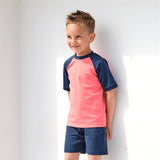 Petit Crabe Nectarine/Blue Raglan UV Badtröja