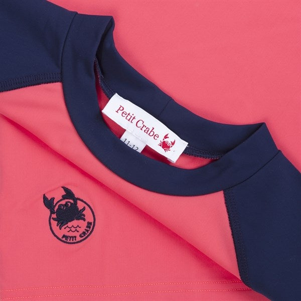 Petit Crabe Nectarine/Blue Raglan UV Badtröja