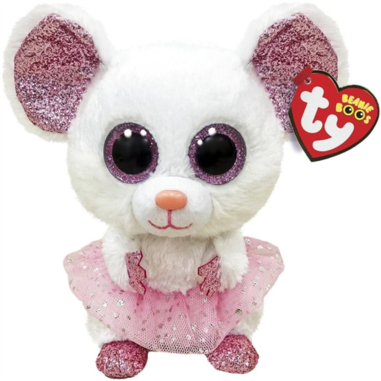 TY Beanie Boos Nina - White Ballerinaskor Mus Reg