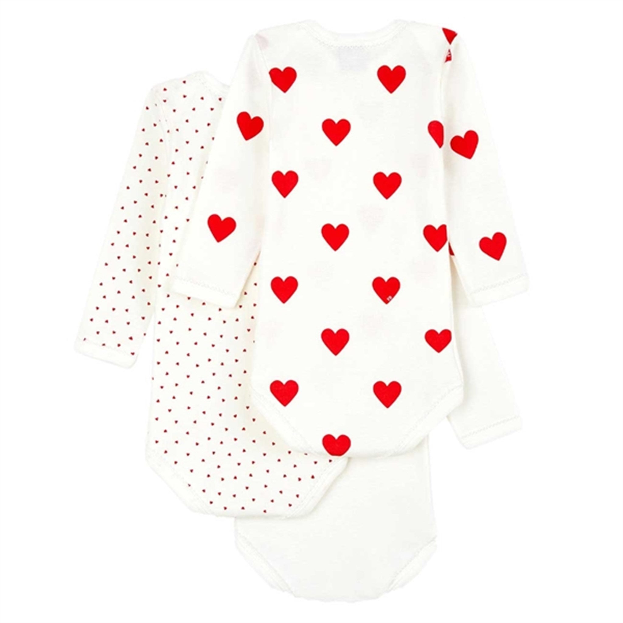 Petit Bateau Body 3-pack White/Red Hearts 2