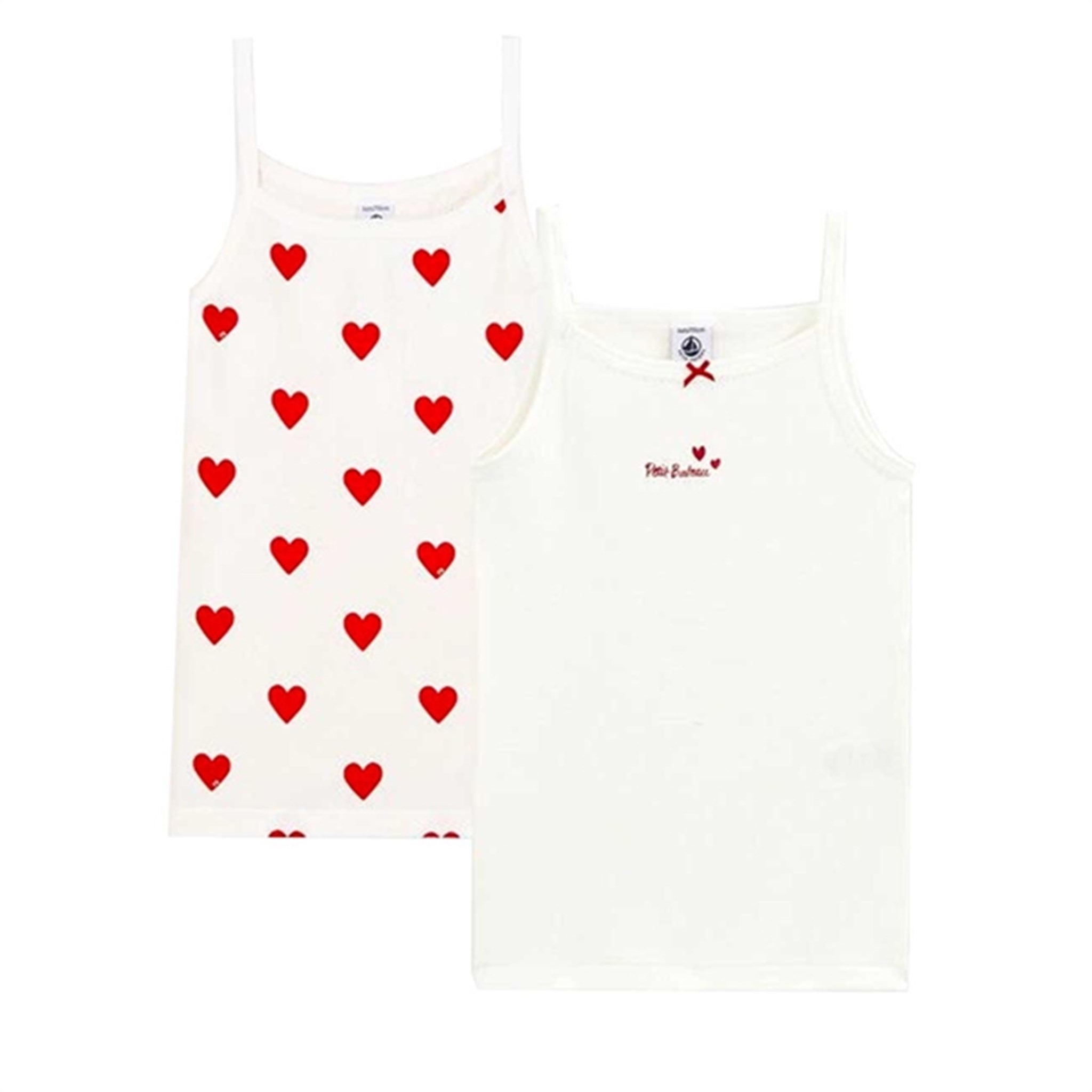 Petit Bateau Undershirt 2-pack White/Red Hearts