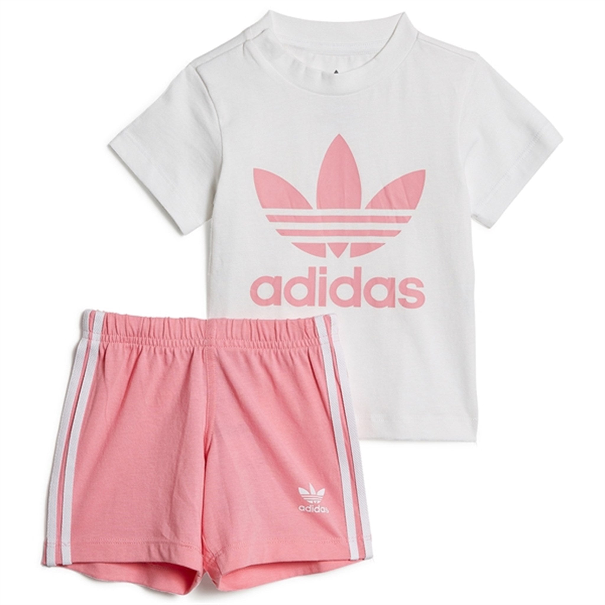 adidas Originals White / Pink Shorts Tee Set