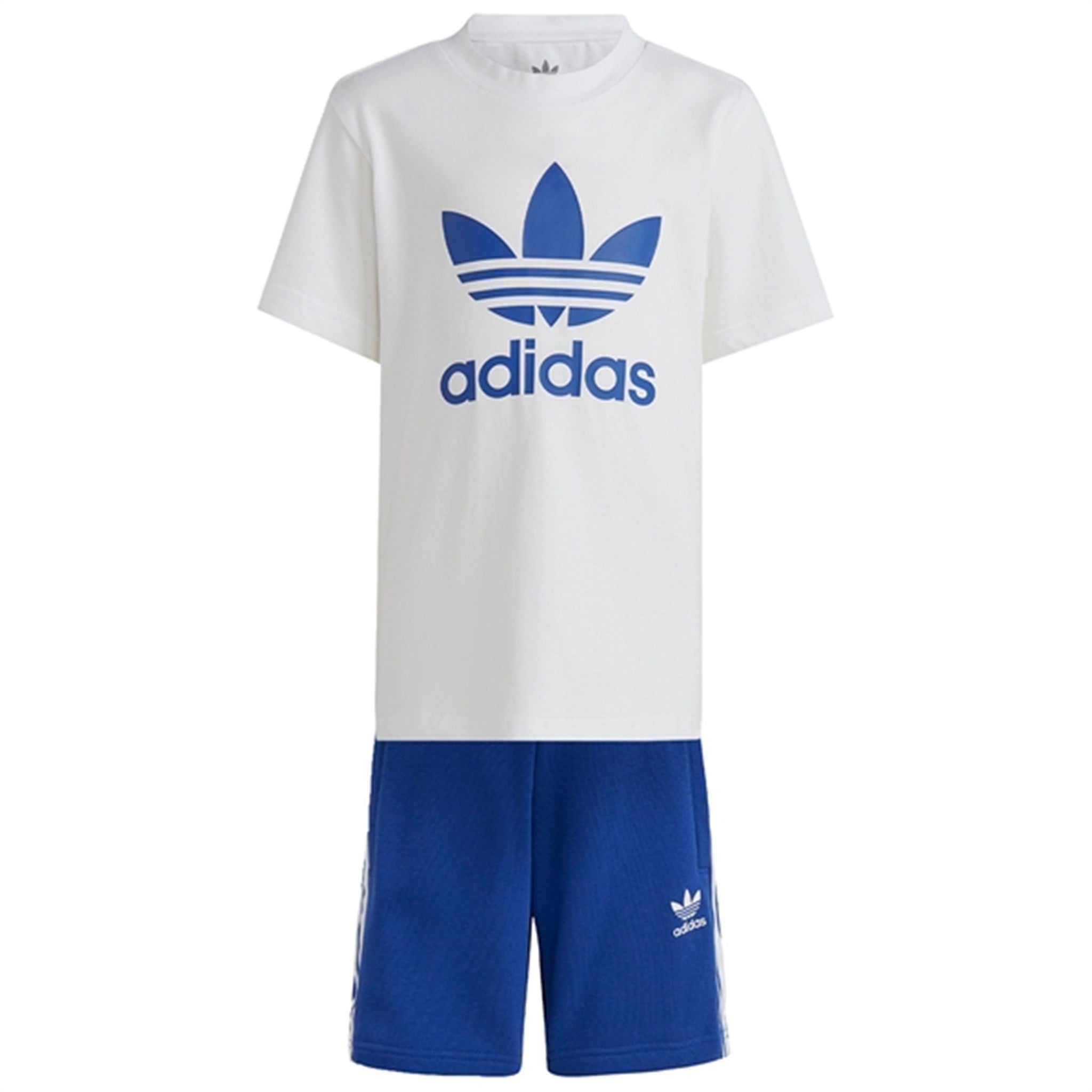 adidas Originals White / Blue Shorts Tee Set