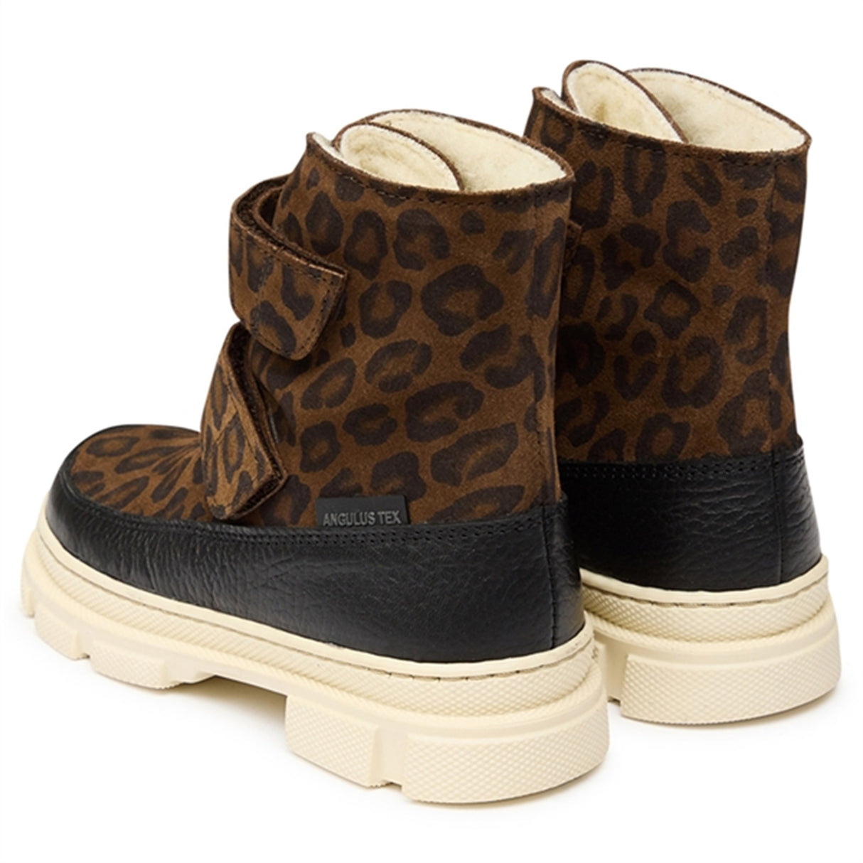 Angulus Tex-Støvle Med Kardborreband Og Uldfoer Black/ Brown leo 3