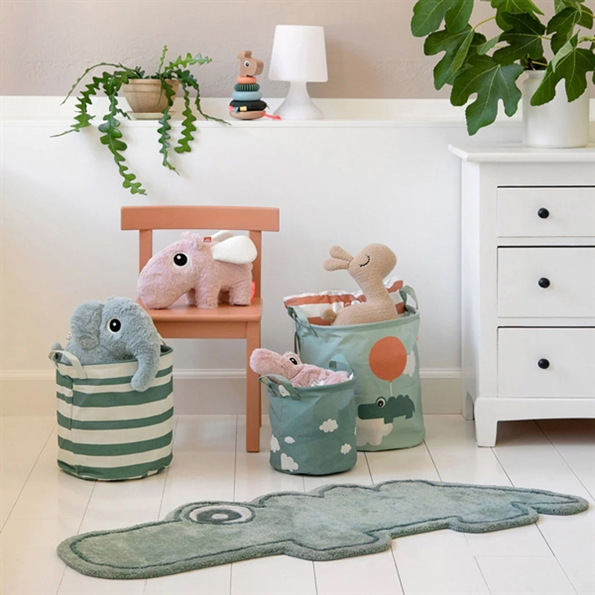 Done by Deer Opbevaringskurve 3-pak Happy Clouds Green