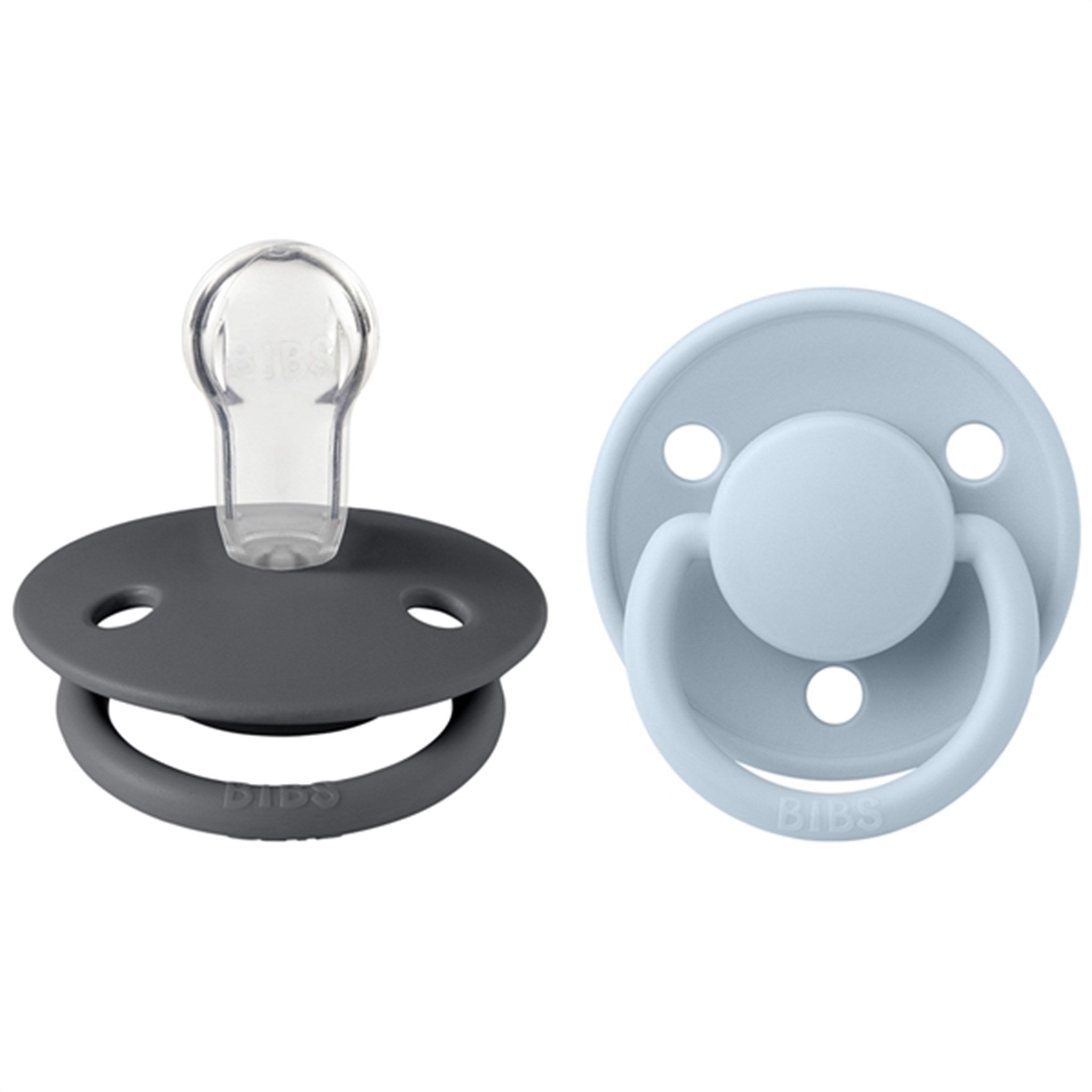 Bibs De Lux Silikon Nappar 2-pack Round Iron / Baby Blue