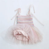 Dolly by Le Petit Tom Unicorn Rainbow Ballerinaskor Tulle Tutu Klänning Rainbow Pastel