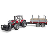 Bruder Massey Ferguson 7480 w frontloader & Timber Trailer