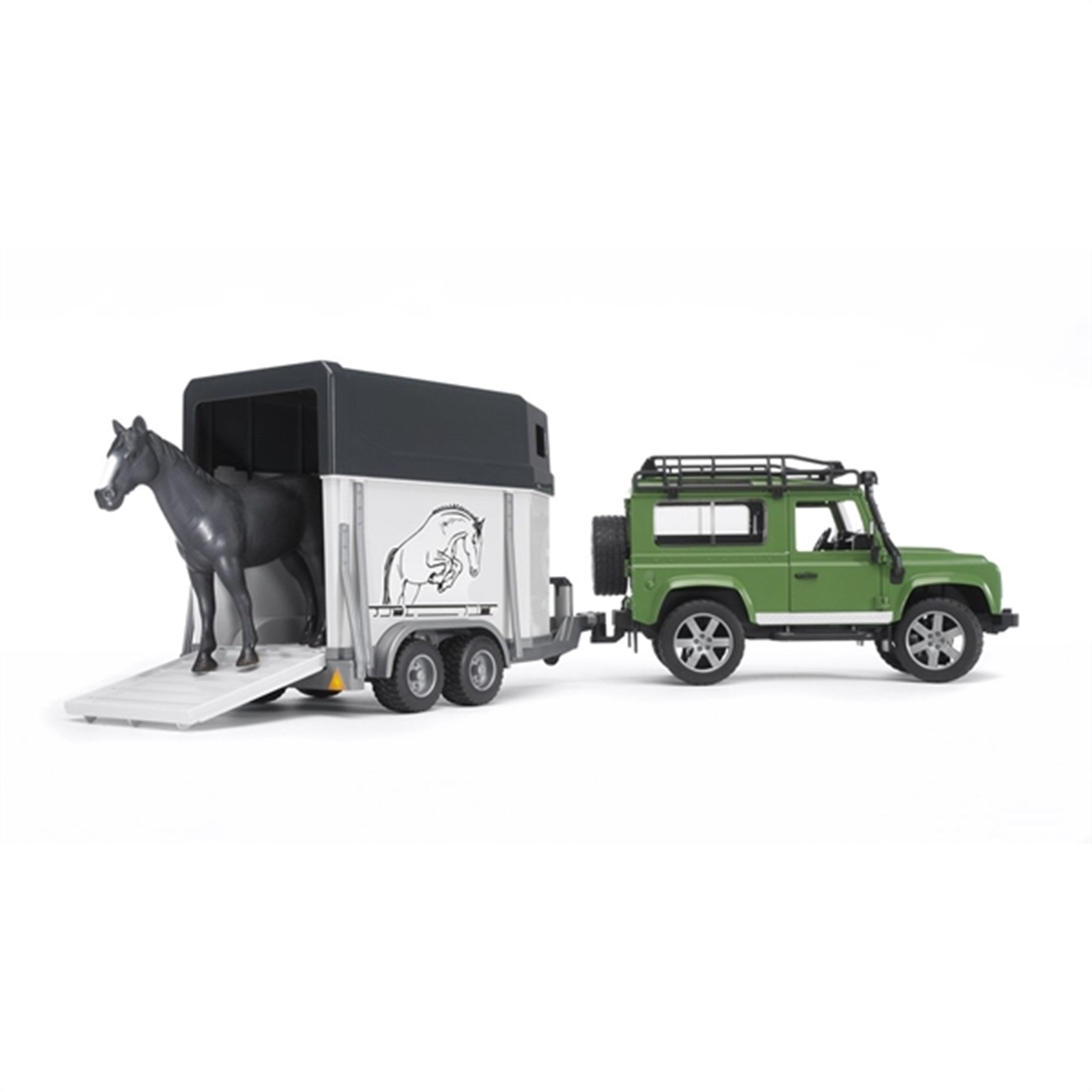 Bruder Land Rover Defender Station Wagon with Horse Trailer