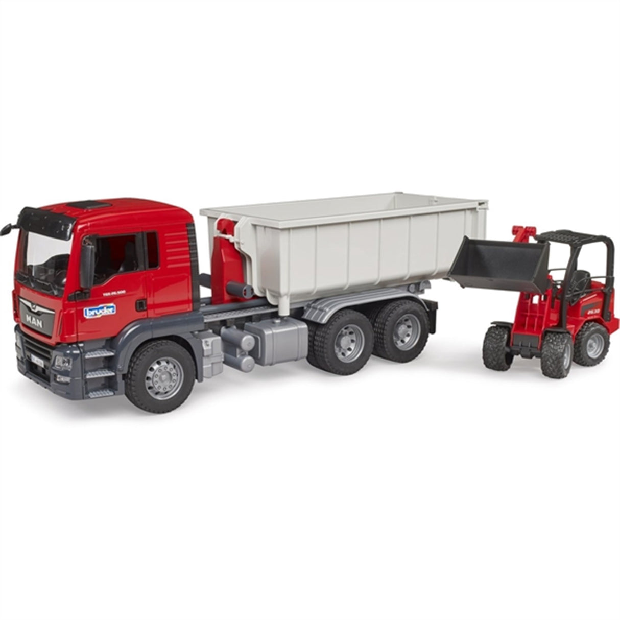 Bruder MAN TGS Truck with Roll-Off-Container and Schäffer loader