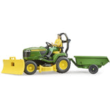 Bruder Bworld John Deere Lawn Tractor with Ttrailer & Garden