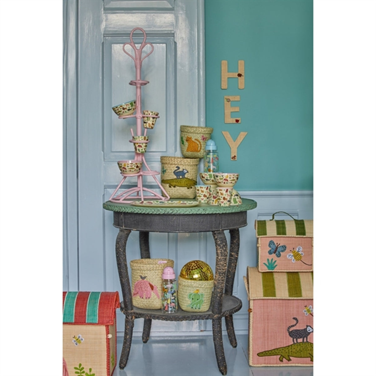 RICE Nature Förvaringskorg med Dyremotiv Ekstra Lille 2-pack