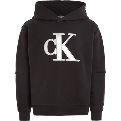 Calvin Klein Metallic Satin Monogram Hoodie Ck Black