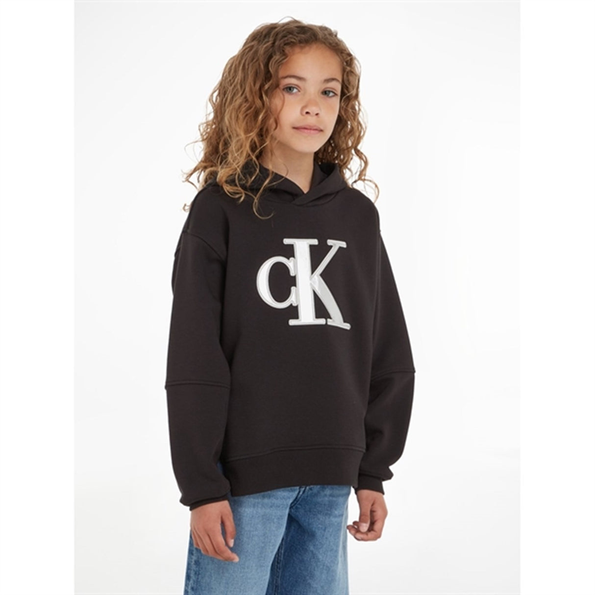 Calvin Klein Metallic Satin Monogram Hoodie Ck Black 4