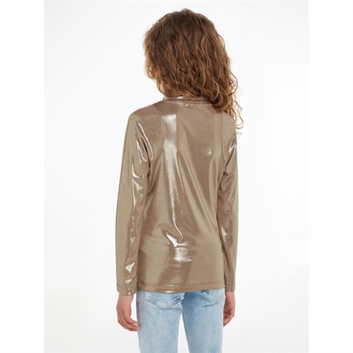 Calvin Klein Metallic Coated Mockneck Tröja Frosted Almond 5