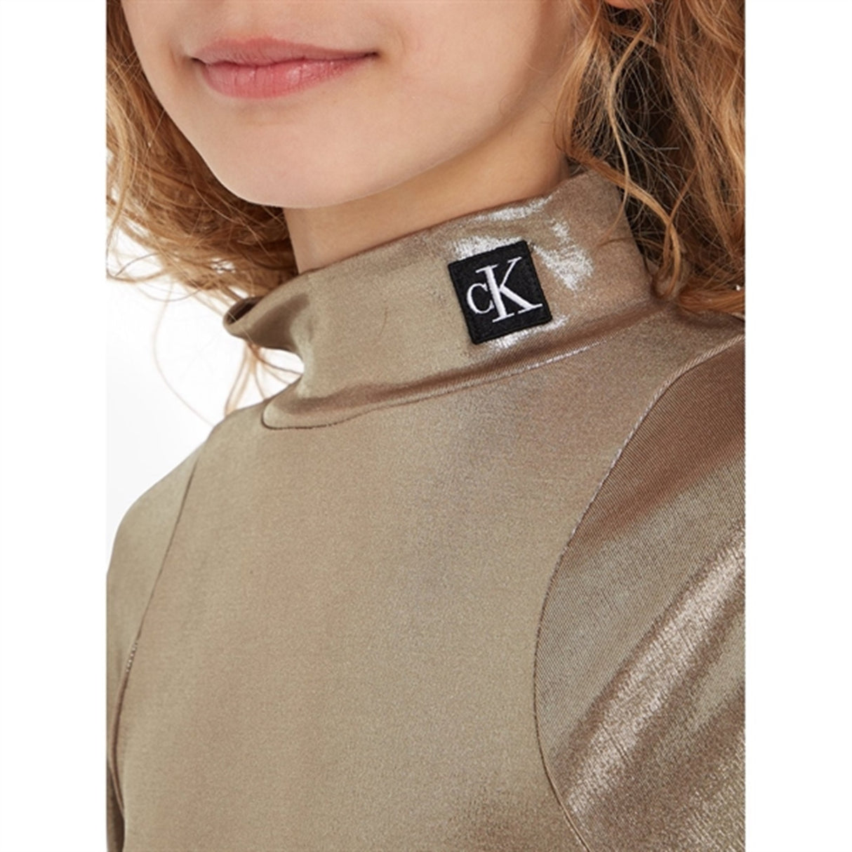 Calvin Klein Metallic Coated Mockneck Tröja Frosted Almond 6