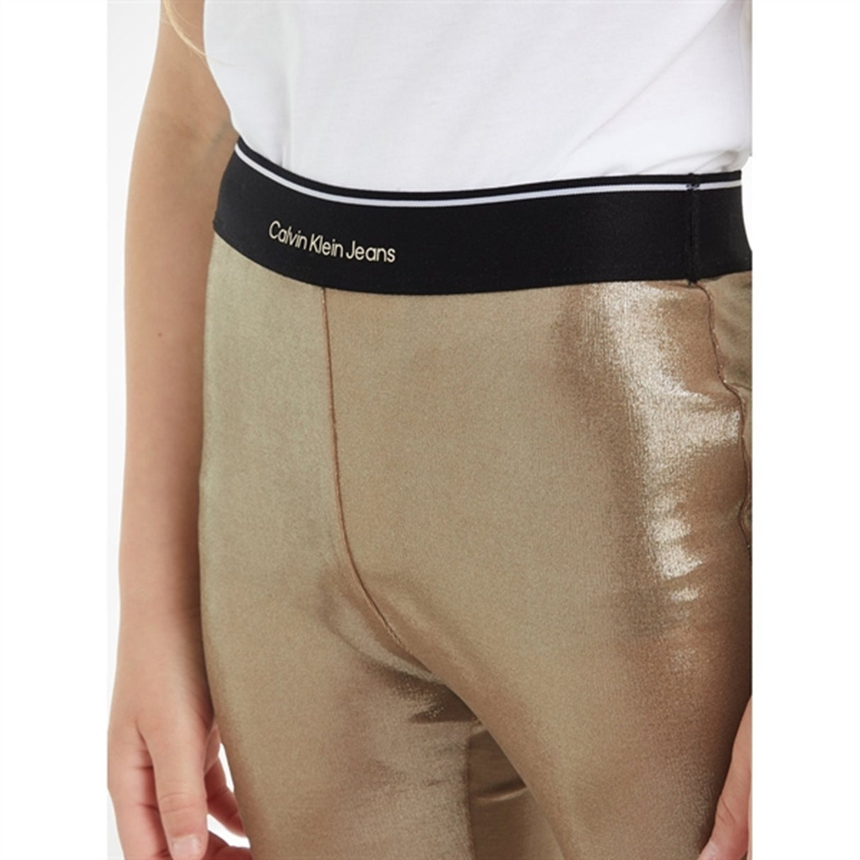 Calvin Klein Metallic Coated Leggings Frosted Almond 6