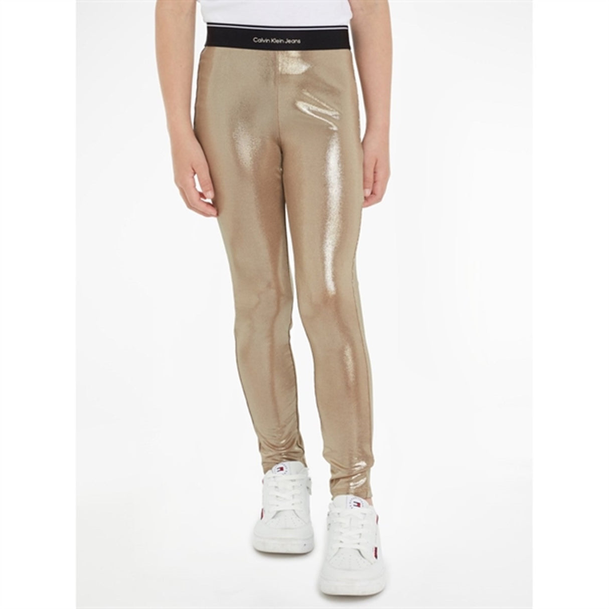 Calvin Klein Metallic Coated Leggings Frosted Almond 4