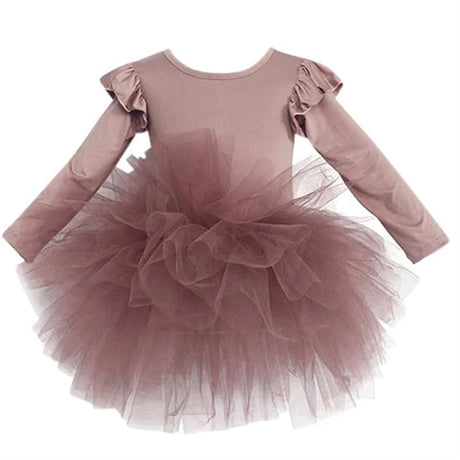 Dolly by Le Petit Tom Timeless Long Sleeve Tutu Klänning Mauve