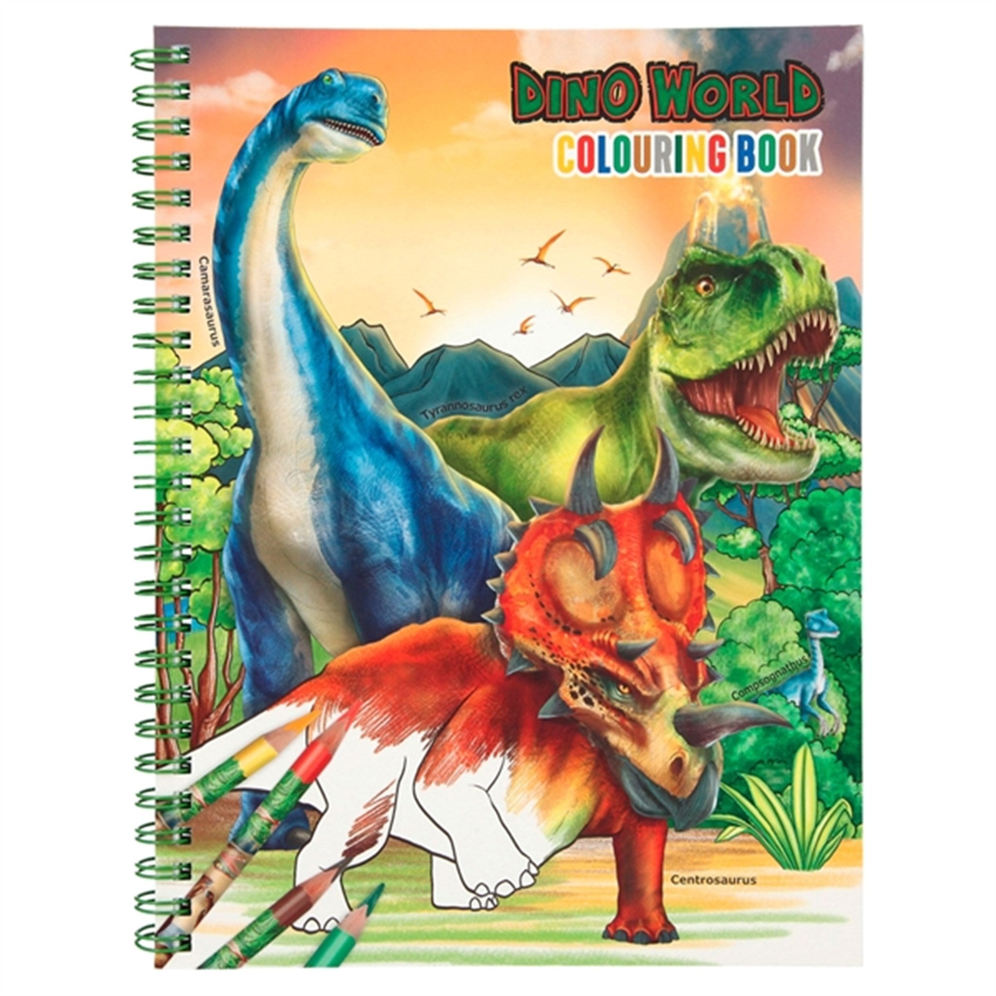 Dino World Colouring Book With Coloured Pencils