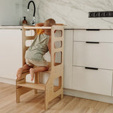 Duck Woodworks Adjustable Kitchen Tower Natural