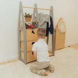 Duck Woodworks Children Wardrobe with Drawers Grey