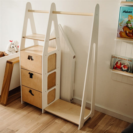 Duck Woodworks Children Wardrobe with Drawers White