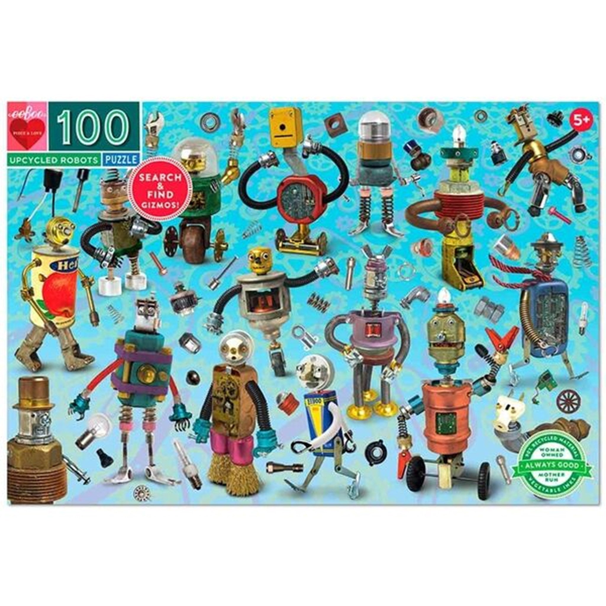 Eeboo Puzzle 100 Pieces - Upcycled Robots