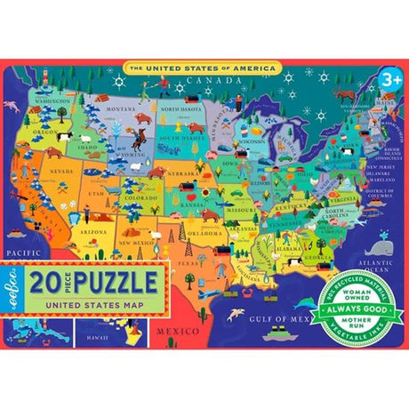 Eeboo Puzzle 20 Pieces - Stater i USA