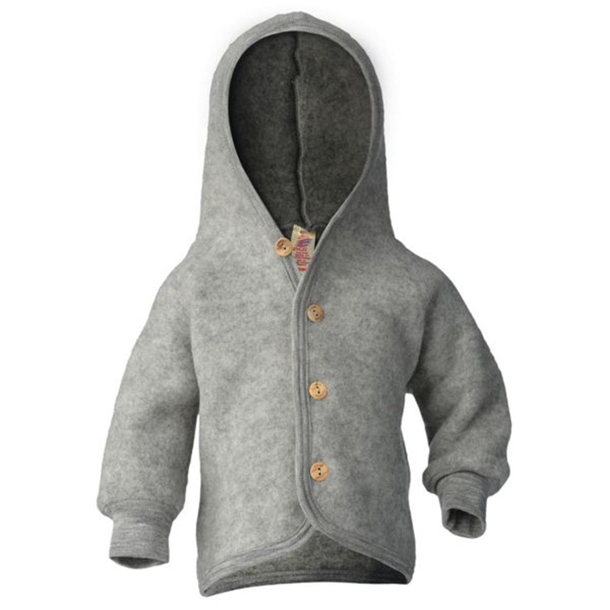 Engel Hooded Cardigan m. Träknappar Grey Mélange