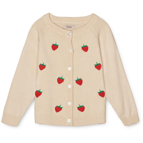 Fliink Sandshell/High Risk Red Strawberry Favo Embr. Stickat Cardigan