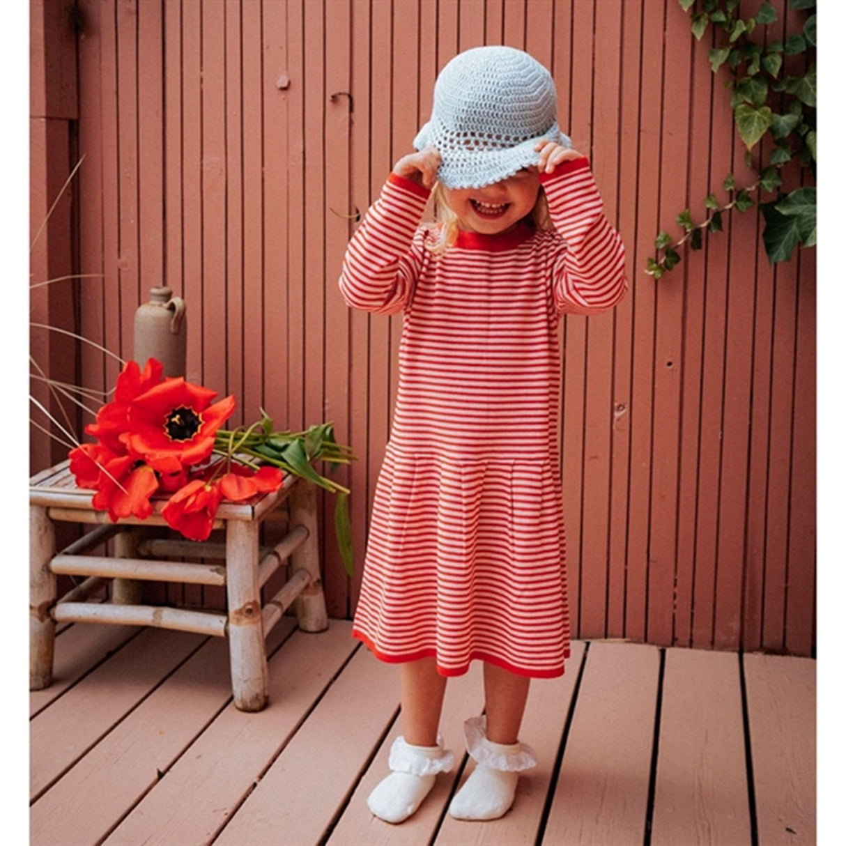 Fliink Cradle Pink W. Red Stripes Favo Peplum Klänning 3