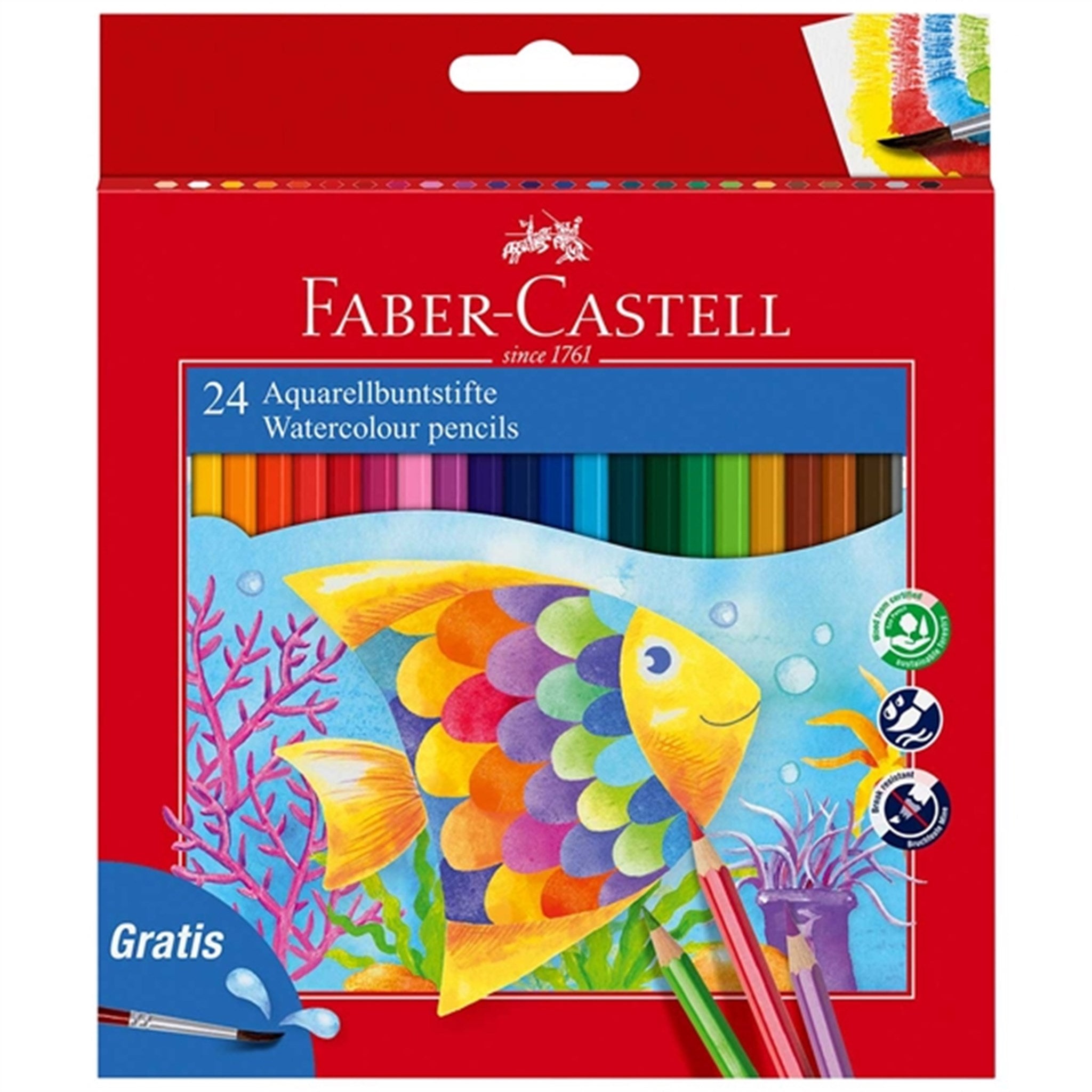 Faber Castell Akvarel 24 Färgblyerts + Pensel