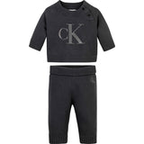 Calvin Klein Metallic Monogram Stickad Tröja Set Dark Grey