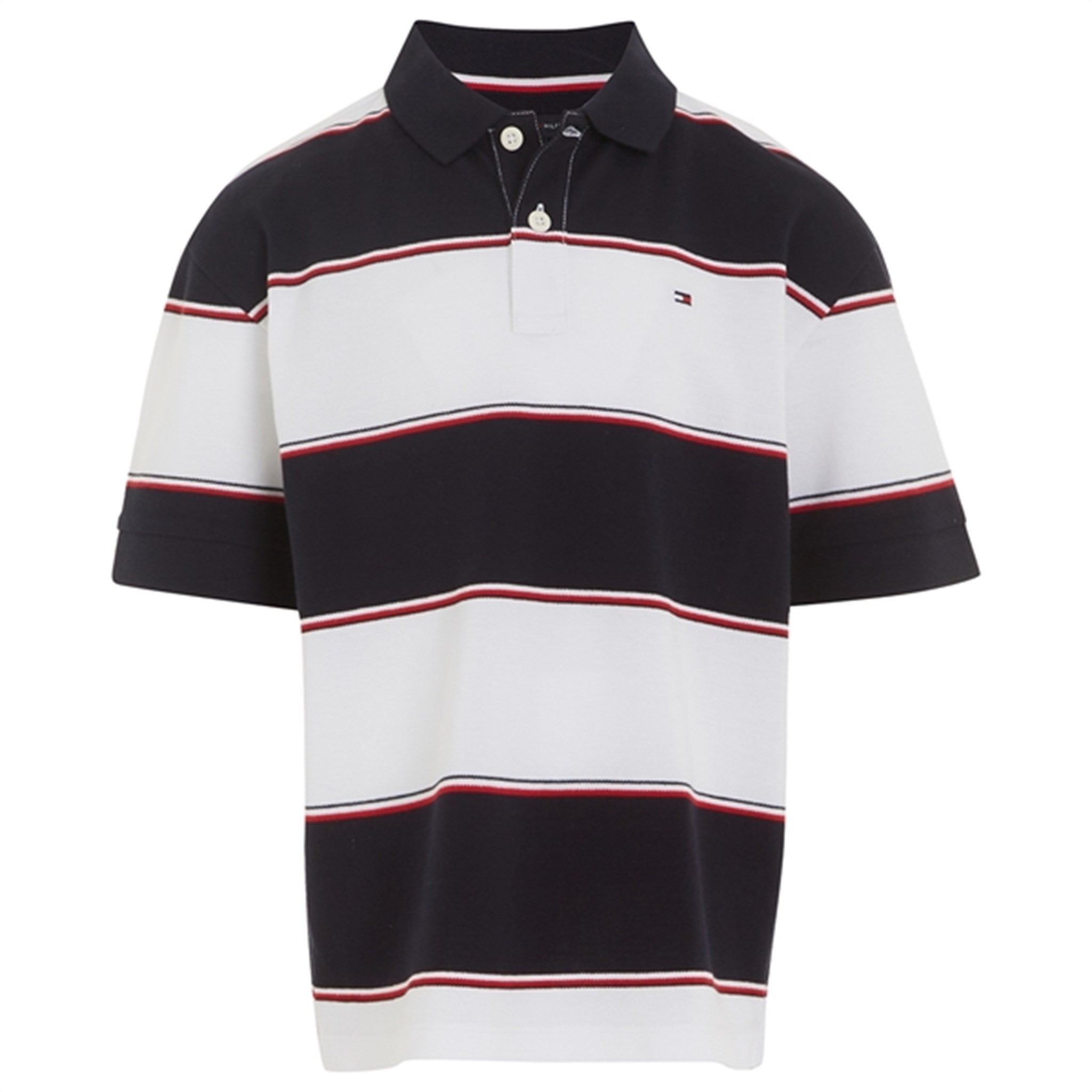 Tommy Hilfiger Global Rugby Stripe Pikétröja T-Shirt White/Blue Stripe