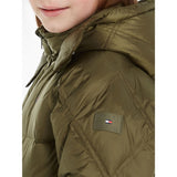 Tommy Hilfiger Mixed Quilted Lang Dunjacka Olive Green 3