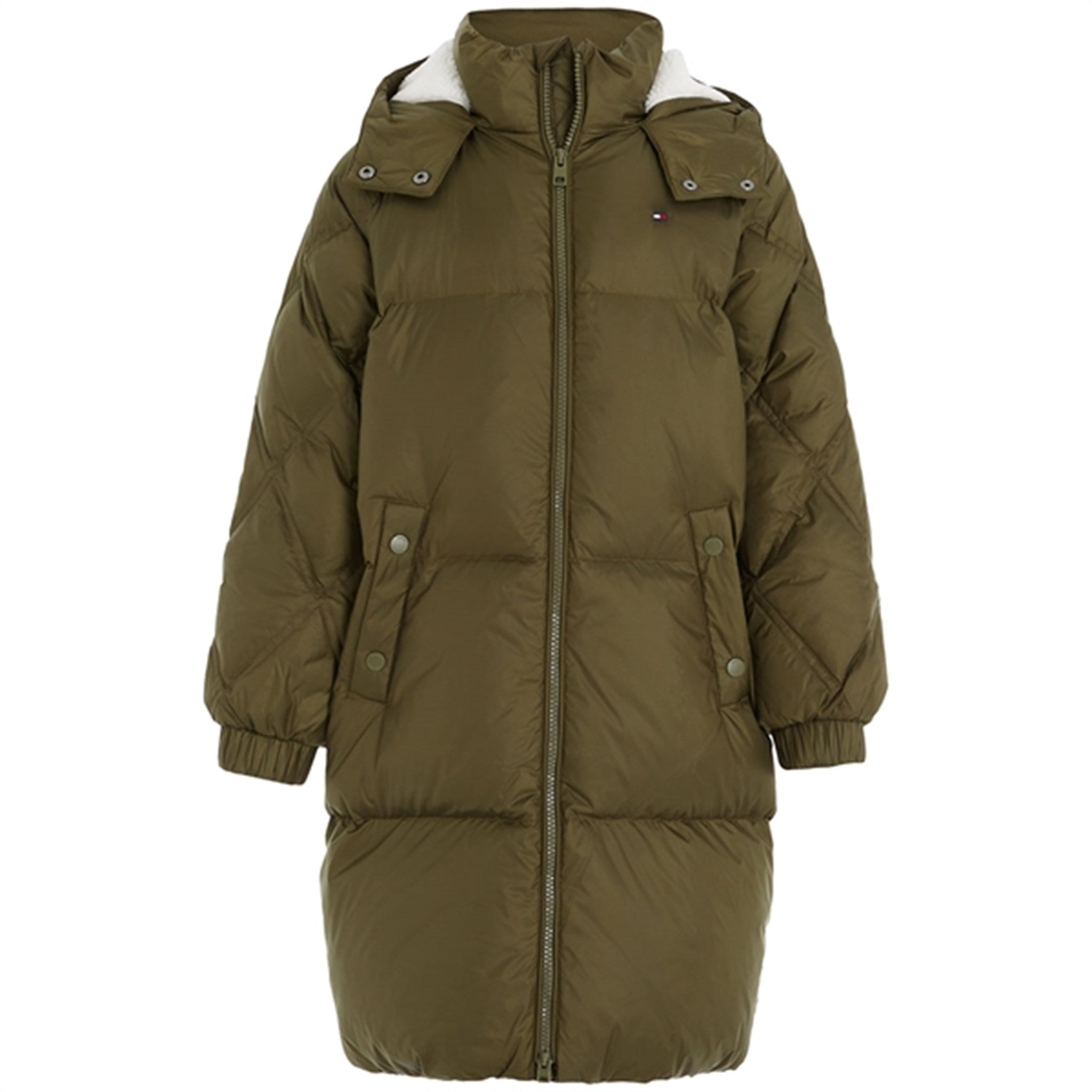 Tommy Hilfiger Mixed Quilted Lang Dunjacka Olive Green