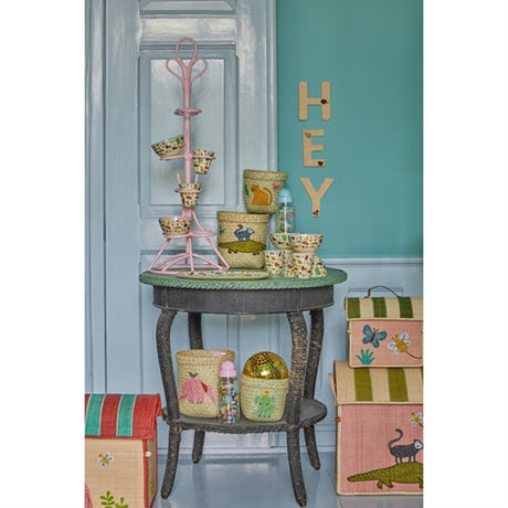 RICE Butterfly Theme Opbevaringkurv med Hank Ekstra Lille