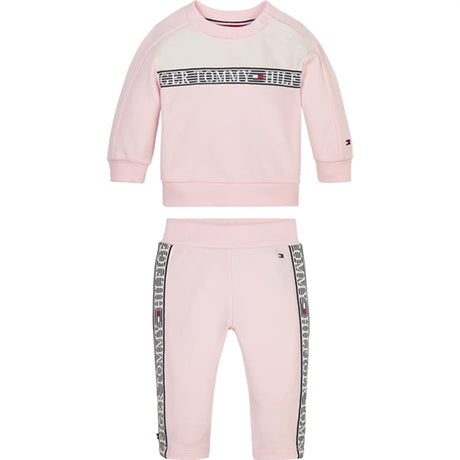 Tommy Hilfiger Bebis Tape Crewneck Set Faint Pink