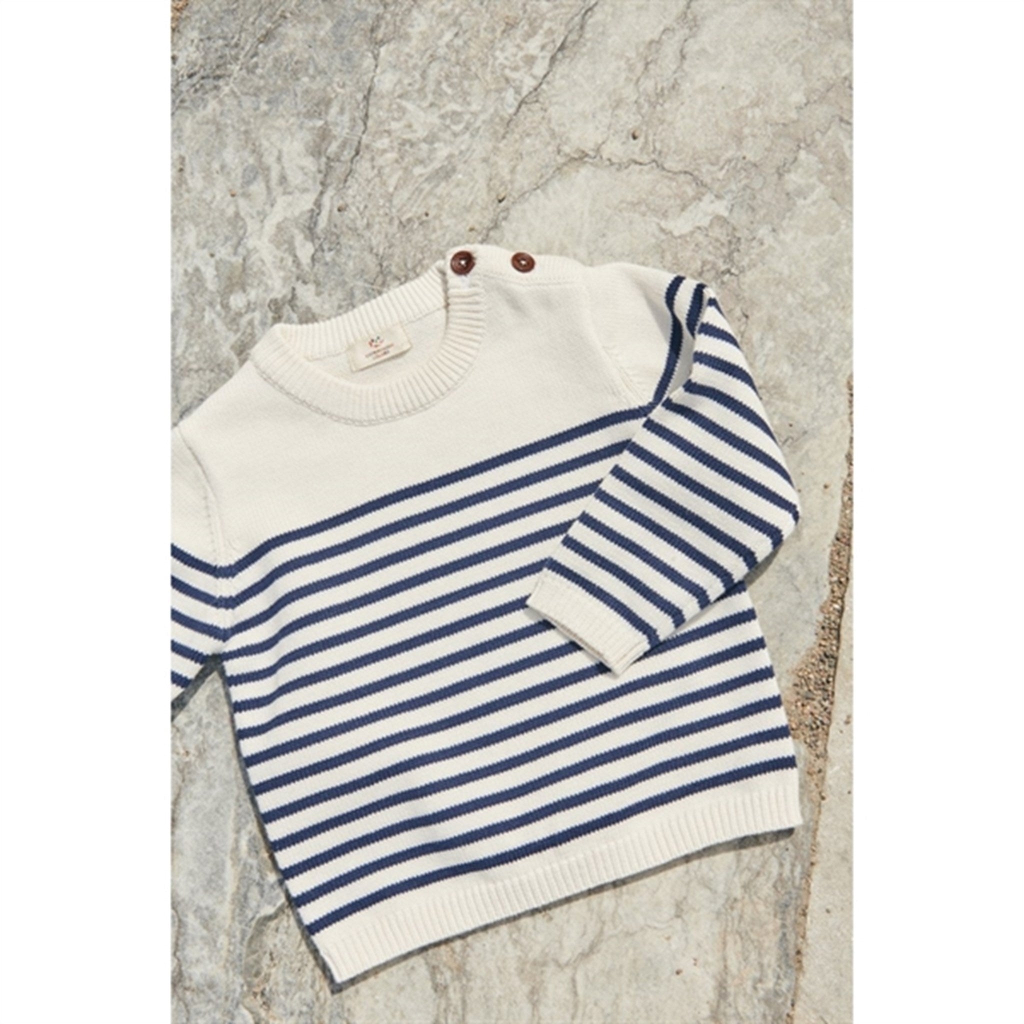 Copenhagen Colors Cream Navy Combi Stickad Striped Sailor Sweater 6