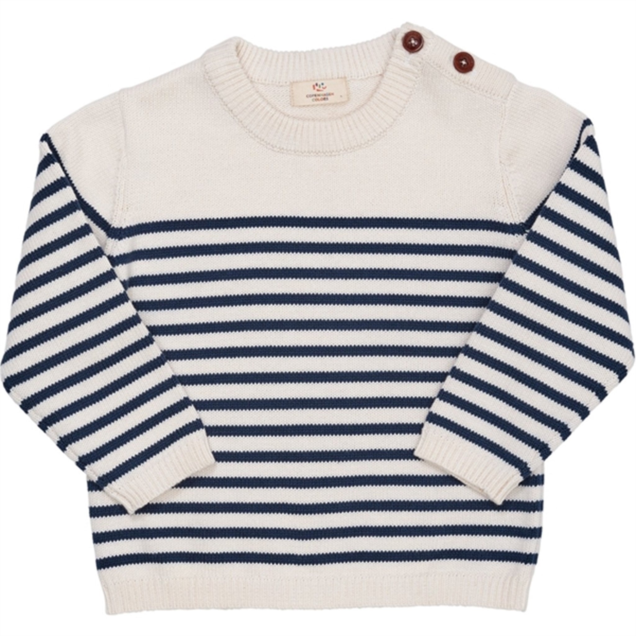 Copenhagen Colors Cream Navy Combi Stickad Striped Sailor Sweater