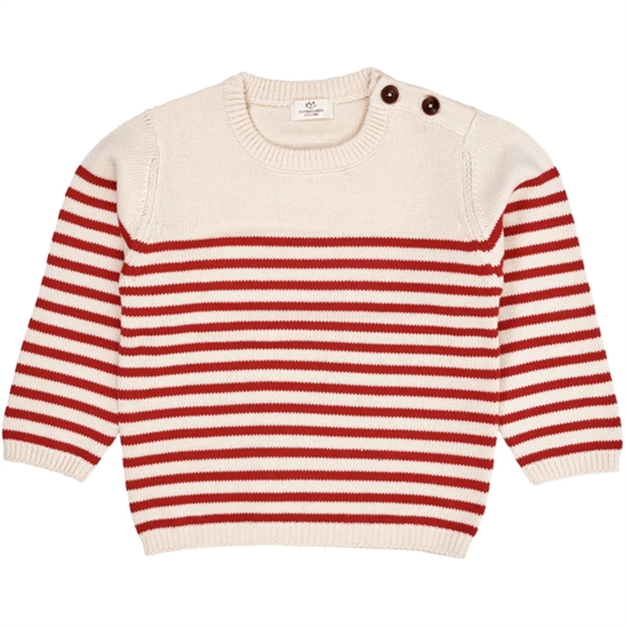 Copenhagen Colors Cream/Red Combi Stickat Sailor Sweater Stripe