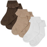 Konges Sløjd Frill Strumpor 3-Pack Optic White/Sand/Brown