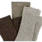 Konges Sløjd Strumpor 3-Pack Rib Soft Grey/Ment/Brown 5