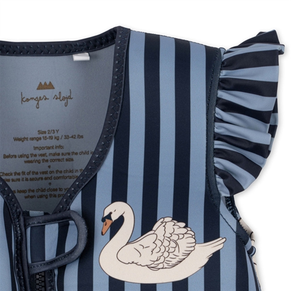 Konges Sløjd Neoprene Frill Simväst Swan Stripe 3